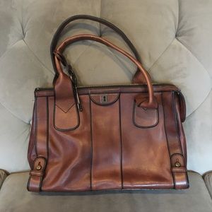 Fossil brown leather satchel